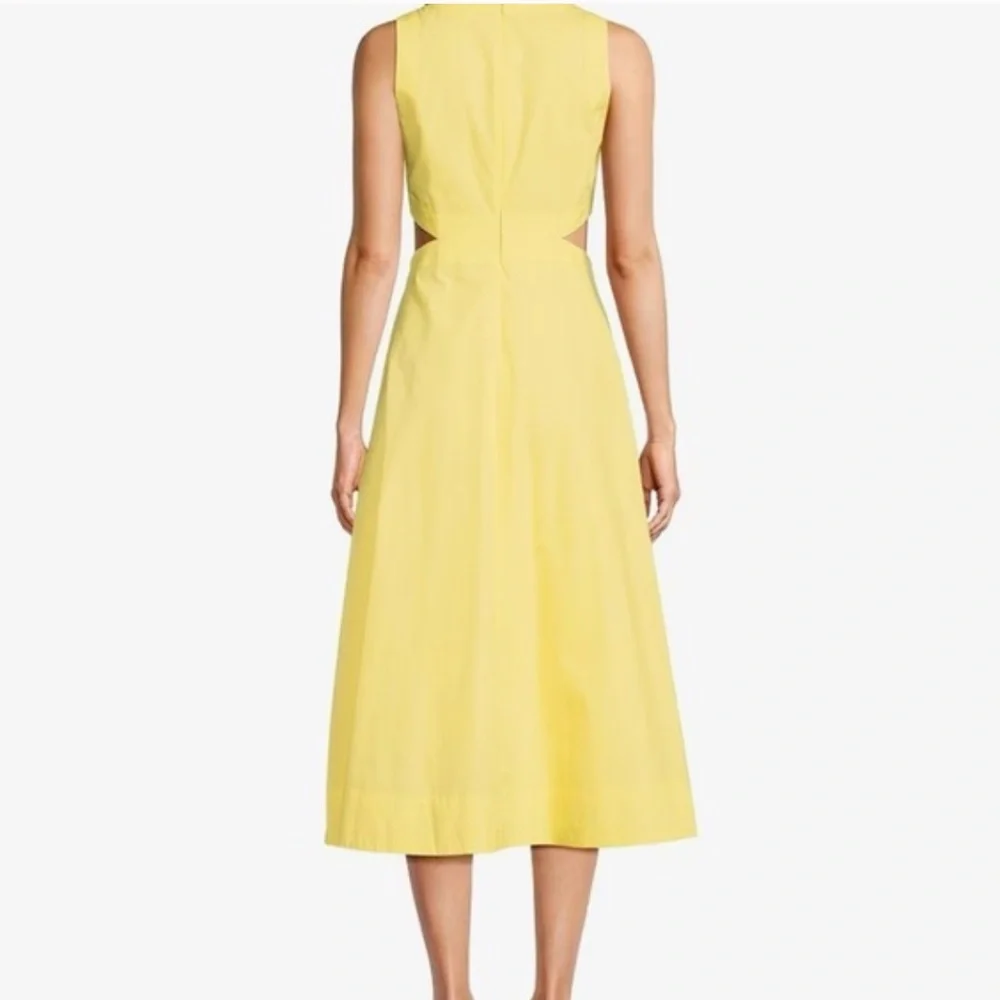 Women’s Sleeveless Cutout Poplin A - Line Midi Dress Size L  Light - Yellow - Picture 2 of 16